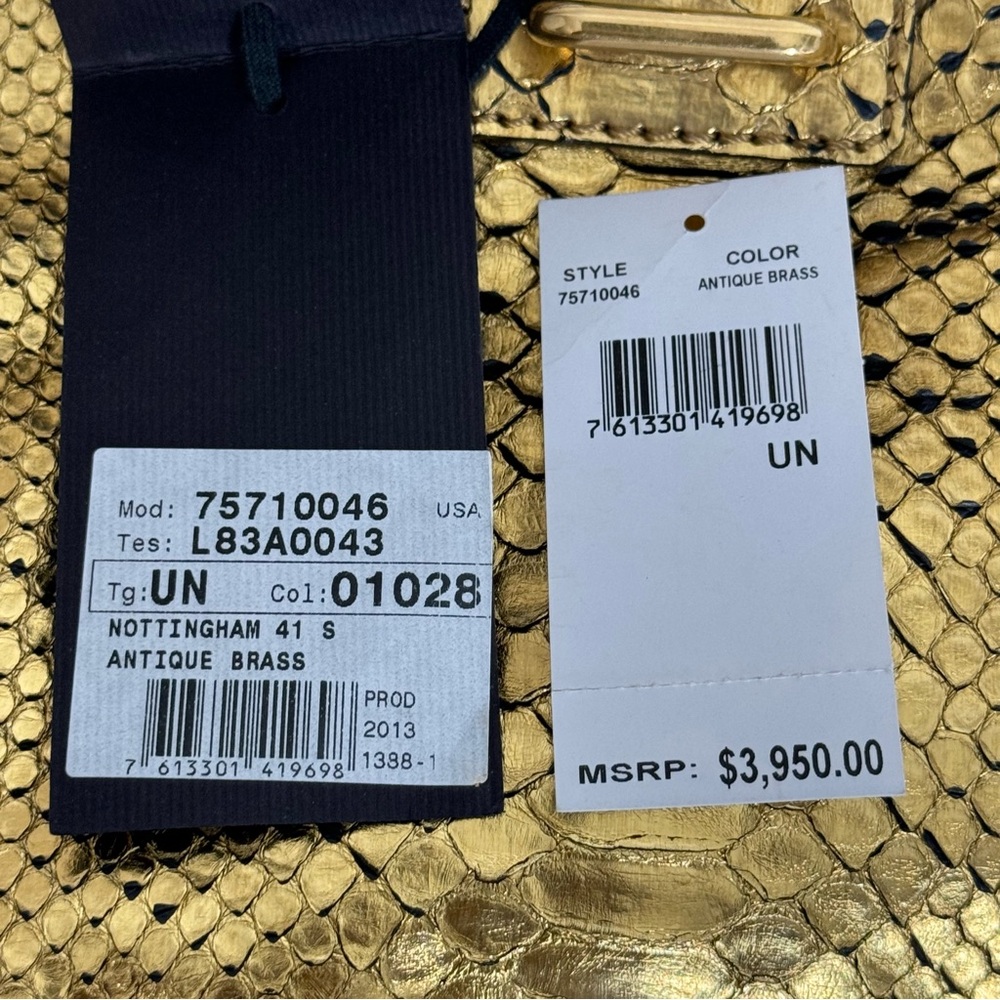 Belstaff Nottingham 41 Gold Snake Skin Bag - Picture 9 of 10